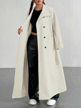 SHEIN Unity معطف طويل عادي بلون أحادي للنساء، خريف/شتاء