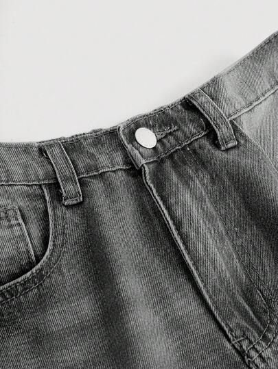 SHEIN Girlism بنطلون جينز فضفاض مريح للمراهقات مع جيوب وأرجل واسعة، ملابس صيفية للمراهقات بنطلون جينز مجموعة ملابس