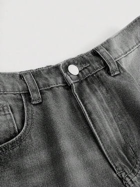 SHEIN Girlism بنطلون جينز فضفاض مريح للمراهقات مع جيوب وأرجل واسعة، ملابس صيفية للمراهقات بنطلون جينز مجموعة ملابس