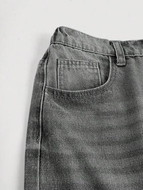 SHEIN Girlism بنطلون جينز فضفاض مريح للمراهقات مع جيوب وأرجل واسعة، ملابس صيفية للمراهقات بنطلون جينز مجموعة ملابس