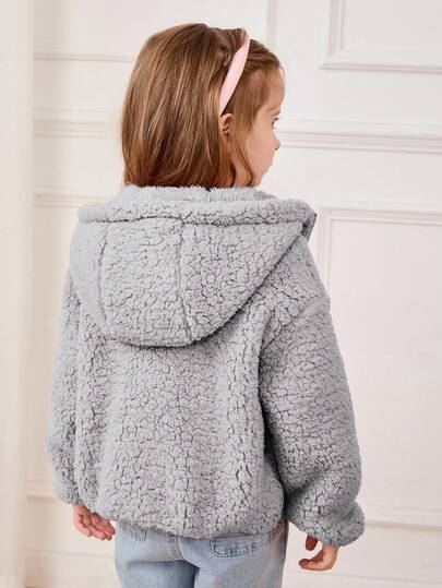Cozy Pixies كارديجان سميك من الفليس مزين بألوان متباينة مع كابوشون للفتيات في فصلي الخريف والشتاء