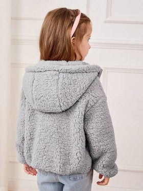 Cozy Pixies كارديجان سميك من الفليس مزين بألوان متباينة مع كابوشون للفتيات في فصلي الخريف والشتاء