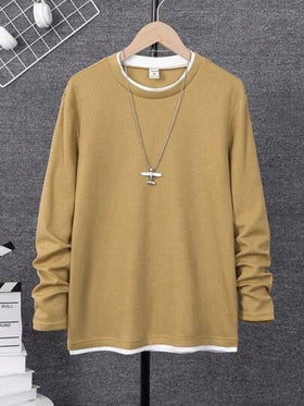 SHEIN Mirajuku قميص كاجوال بياقة متباينة للمراهقين (الأولاد)، ربيع/خريف