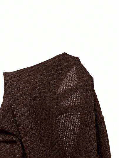 SHEIN Unity بلوزة كاجوال بأكمام طويلة وياقة على شكل حرف V مقصوصة وفضفاضة باللون الأحادي للنساء