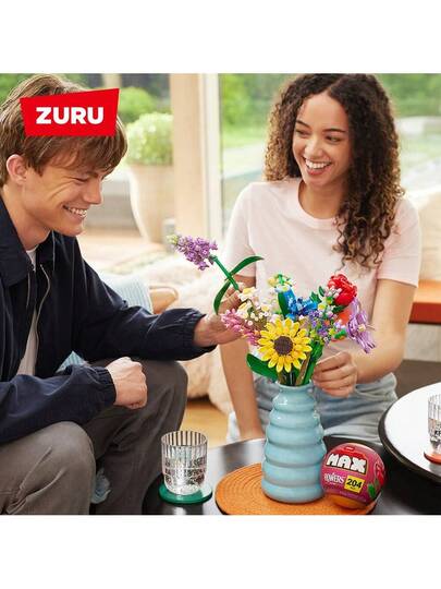 ZURU كرة المفاجأة بالزهور ماكس - مجموعة بناء من باقة الزهور المتنوعة - طقم قطع بناء - حزمة هدية كرة واحدة سرية (عشوائي)