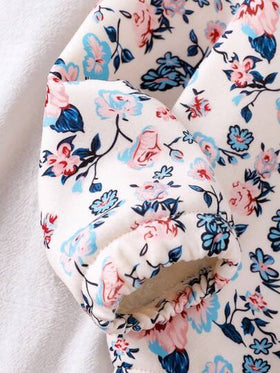 SHEIN معطف طويل الأكمام مطبوع بالزهور للأطفال الصغار، جاكيت كارديجان قابلة للسحب أمامية مريحة وكاجوال للشتاء