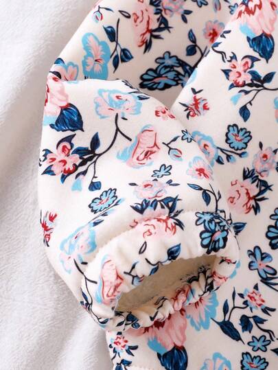 SHEIN معطف طويل الأكمام مطبوع بالزهور للأطفال الصغار، جاكيت كارديجان قابلة للسحب أمامية مريحة وكاجوال للشتاء