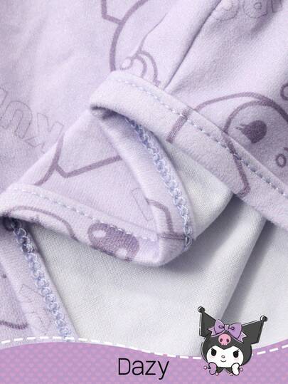 DAZY HELLO KITTY AND FRIENDS | SHEIN طقم بيجامة من ملابس علوية كم طويل مزينة برسوم كرتونية لفتاة صغيرة وبنطلون فضفاض، مناسب للربيع والخريف رمضان