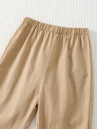 Cozy Pixies مجموعة قميص كارديجان بأكمام طويلة وربطة عنق فراشة وبنطال بخصر مطاطي للأطفال الصبيان، قماش مريح متعدد الاستخدامات بتصميم بسيط وجذاب، مناسب للاستخدام في المنزل والخارج واليومي والرياضة والحفلات والتصوير والمناسبات، باللون الخاكي، 2 قطعة