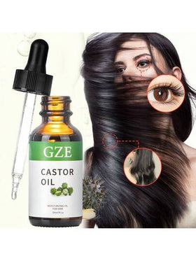 زيت الخروع GZE 30 مل (مع فرشاة)، عضوي مُعصر على البارد، خالي من الهكسان، يعزز نمو الرموش والحواجب والشعر. طقم بداية العناية بالشعر والترطيب