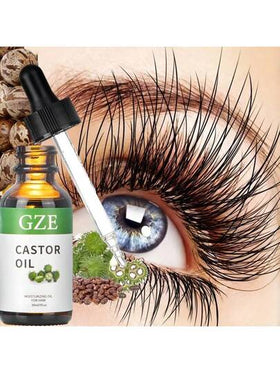 زيت الخروع GZE 30 مل (مع فرشاة)، عضوي مُعصر على البارد، خالي من الهكسان، يعزز نمو الرموش والحواجب والشعر. طقم بداية العناية بالشعر والترطيب