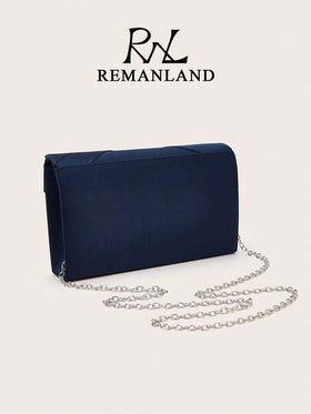 REMANLAND حقيبة كتف نسائية أنيقة بنمط مربعات، حقيبة سهرة كلاتش أزرق داكن أنيقة، حقيبة سهرة نسائية، مناسبة لحفلات النساء والزفاف والسهرات، خيار مثالي لفتيات الحفلات والنساء، وأيضًا أفضل هدية للإناث