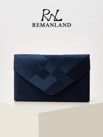 REMANLAND حقيبة كتف نسائية أنيقة بنمط مربعات، حقيبة سهرة كلاتش أزرق داكن أنيقة، حقيبة سهرة نسائية، مناسبة لحفلات النساء والزفاف والسهرات، خيار مثالي لفتيات الحفلات والنساء، وأيضًا أفضل هدية للإناث