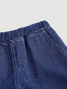 SHEIN بلوزة كاجوال بأكمام طويلة منتفخة وياقة على شكل حرف V، وجاكيت جينز وبنطلون جينز واسع الساق، طقم قطعتين كاجوال بطراز كولومبي، ملابس مريحة وعملية وقابلة للتنوع، قماش ناعم، ملابس خريفية وشتوية للفتيات للعودة إلى المدرسة والحفلات، ملابس الشارع
