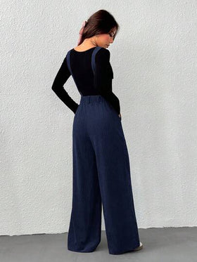 SHEIN EZwear جمبسوت كاجوال للنساء باللون الأزرق الكحلي، خريف
