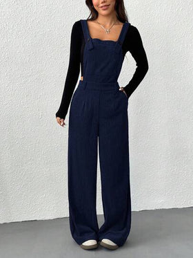 SHEIN EZwear جمبسوت كاجوال للنساء باللون الأزرق الكحلي، خريف