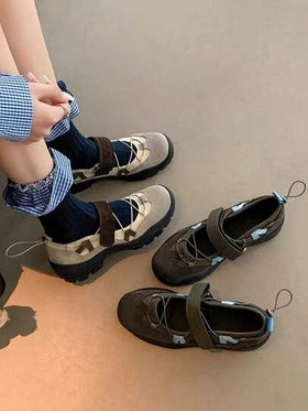 حذاء رقص بالية وظيفي جديد لموسم الخريف/الشتاء 2025 للنساء، حذاء ماري جين بنعل سميك