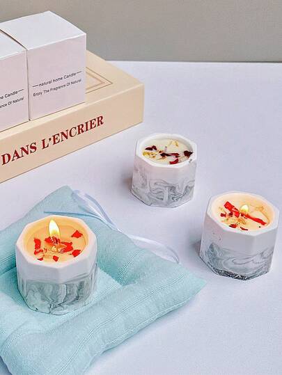 مجموعة شموع معطرة، مجموعة شموع العلاج بالروائح، مجموعة هدايا شموع معطرة، شمعة معطرة في كأس من الجبس، تحتوي على مجموعة متنوعة من الروائح بما في ذلك الخزامى والورد والفريزيا وكريم الفانيليا والياسمين والبنفسج، للزفاف وعيد الميلاد وشموع العلاج بالروائح للمنز