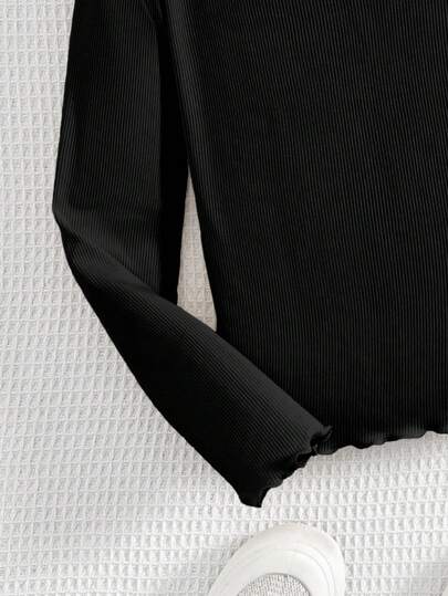 SHEIN 3 قطع/مجموعة تي شيرت بياقة عالية مطبوعة بقلوب للفتيات المراهقات، موديل كاجوال مناسب للخريف/الشتاء