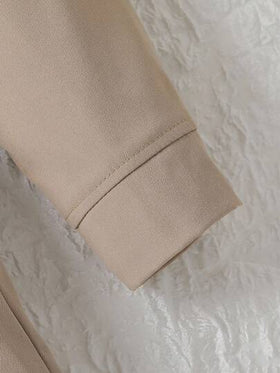 SHEIN مجموعة بنطلون شورت كاجوال + جاكيت للبنات، جاكيت قصير كم طويل وبنطلون، للربيع/الخريف، 2 قطعة