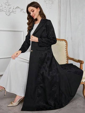 Al Najma عباءة نسائية طويلة من جاكار بسيطة وأنيقة، عباية محتشمة