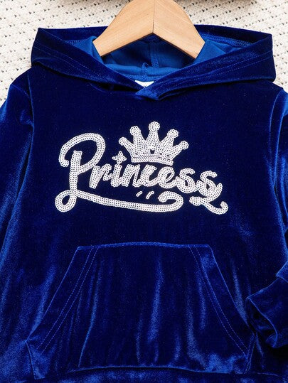 SHEIN Elladie kids مجموعة ملابس رياضية كاجوال مريحة للبنات بأكمام طويلة وقبعة، للخريف، 2 قطعة