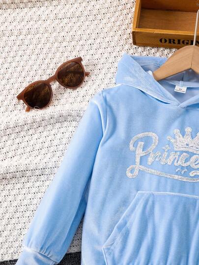 SHEIN Elladie kids مجموعة ملابس رياضية كاجوال مريحة للبنات بأكمام طويلة وقبعة، للخريف، 2 قطعة
