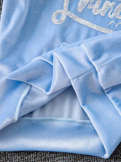 SHEIN Elladie kids مجموعة ملابس رياضية كاجوال مريحة للبنات بأكمام طويلة وقبعة، للخريف، 2 قطعة