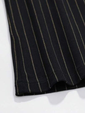 PONX] طقم بيجامات مخطط للرجال، ملابس علوية بأكمام طويلة وبنطلون، قماش منفذ للهواء وماص للعرق، ملابس ربيع/خريف، شتوي
