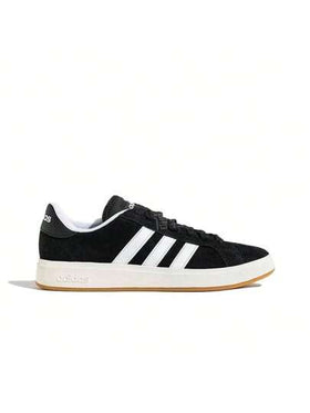 Adidas حذاء رياضي أديداس جراند كورت بيس 00s مريح ذو نعل رفيع ومتين، مناسب للجنسين، باللونين الأسود والأبيض