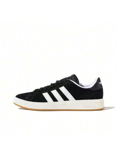 Adidas حذاء رياضي أديداس جراند كورت بيس 00s مريح ذو نعل رفيع ومتين، مناسب للجنسين، باللونين الأسود والأبيض