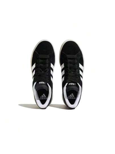 Adidas حذاء رياضي أديداس جراند كورت بيس 00s مريح ذو نعل رفيع ومتين، مناسب للجنسين، باللونين الأسود والأبيض