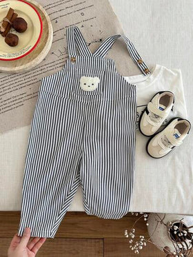 SHEIN طقم ملابس شتوية/خريفية للأطفال الرضع، بناطيل سروال أكمام طويلة، جمبسوت سروال أكمام طويلة مطرزة بشعار الدب الصغير باللونين الأسود والأبيض، ملابس مريحة وعملية وأنيقة للاستخدام اليومي والرياضة والأعياد والمناسبات، مناسبة للاستخدام الداخلي والخارجي والت