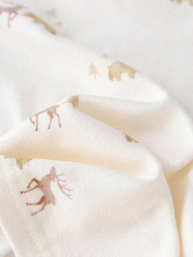 Cozy Pixies مجموعة ملابس علوية بياقة طاقم طويل الأكمام وبنطال ساروج بني للأطفال الصبيان بطبعة كرتونية لرنة الأيل، قطعتان