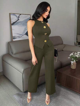 Vavine ملابس علوية بأزرار أمامية وبنطلون
