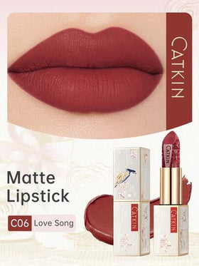 CATKIN 3.6 جرام أحمر شفاه مرطب ذو نهاية ساتان مقاوم للماء وطويل الأمد، C06 Love Song