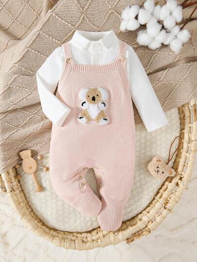 SHEIN رومبير رومبر بتصميم الكوالا المخملي للأطفال الصغار ولون أزرق للموسم الخريفي والشتوي قطعة واحدة