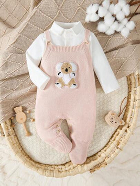 SHEIN رومبير رومبر بتصميم الكوالا المخملي للأطفال الصغار ولون أزرق للموسم الخريفي والشتوي قطعة واحدة