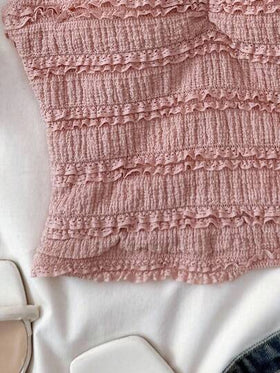 SHEIN بلوزة أبيض مع أكمام قصيرة مزين بالدانتيل، ملابس علوية مناسبة لشرب الشاي بعد الظهر أو للعطلة على الشاطئ
