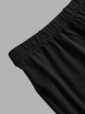 SHEIN طقم بلوزة كاجوال منكشفة الكتف مع فيونكة وبنطلون واسع بلون أحادي للفتيات المراهقات
