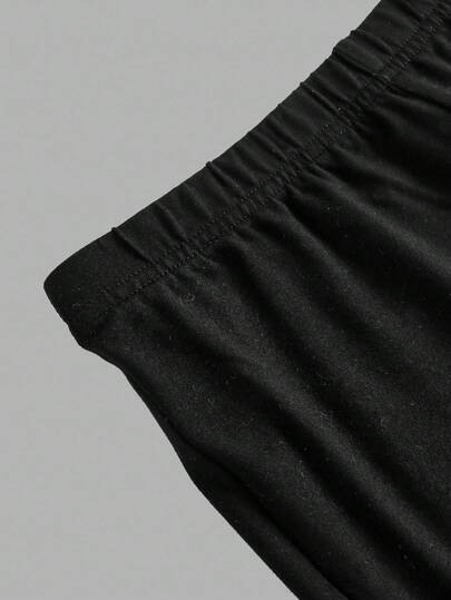 SHEIN طقم بلوزة كاجوال منكشفة الكتف مع فيونكة وبنطلون واسع بلون أحادي للفتيات المراهقات