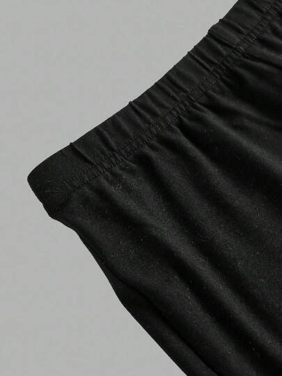 SHEIN طقم بلوزة كاجوال منكشفة الكتف مع فيونكة وبنطلون واسع بلون أحادي للفتيات المراهقات