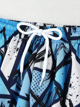 SHEIN طقم ملابس سباحة مكون من بلوزة حراسة بأكمام طويلة وشورت شاطئ للمراهقين الذكور، ب-أسلوب رياضي عصري وجذاب، مناسب للإجازات