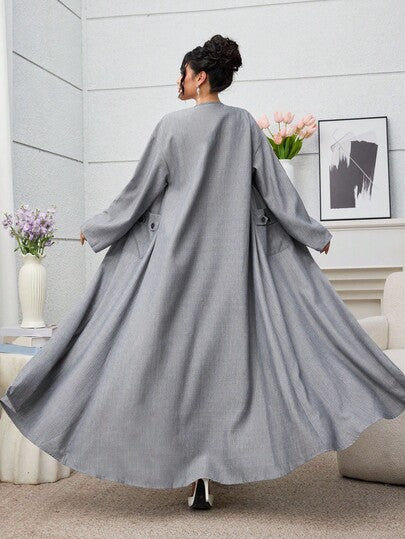 Yasmyna عبايات رداء طويل أنيق وكاجوال مفتوح الأمام بأكمام منسدلة للخريف والشتاء