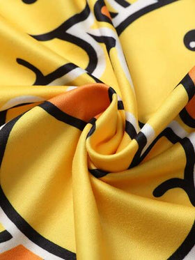 طقم ملابس نوم رجالي رقيقة، طقم ملابس علوية كم طويل ذات رقبة دائرية مطبوعة بصور البطة الصفراء الصغيرة وبنطلون، ملابس منزلية عصرية مريحة مناسبة للارتداء الخارجي في فصلي الربيع والخريف والشتاء