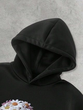 Manfinity EMRG هودي كاجوال برسم بورتريه للرجال، بلوزة بغطاء رأس بطراز الشارع الأمريكي بتصميم بسيط