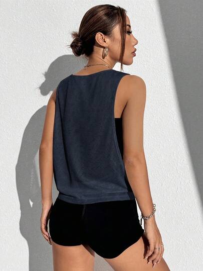 SHEIN Sports ملابس علوية رياضية كاجوال مطبوع عليها حروف للنساء