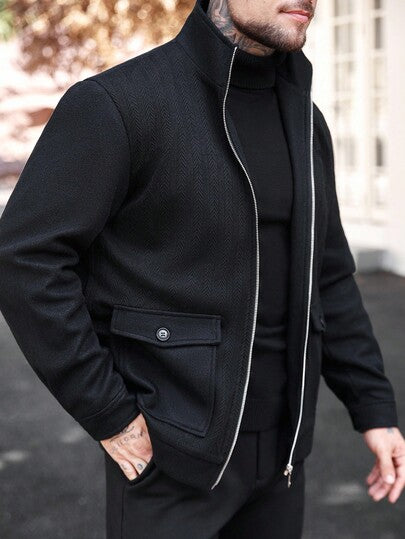 Manfinity CasualCool معطف رجالي فضفاض بنمط مربعات مع جيوب بغطاء وأكتاف منسدلة، معطف كاجوال بألوان متباينة للخروج، خريفي