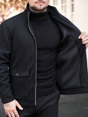 Manfinity CasualCool معطف رجالي فضفاض بنمط مربعات مع جيوب بغطاء وأكتاف منسدلة، معطف كاجوال بألوان متباينة للخروج، خريفي