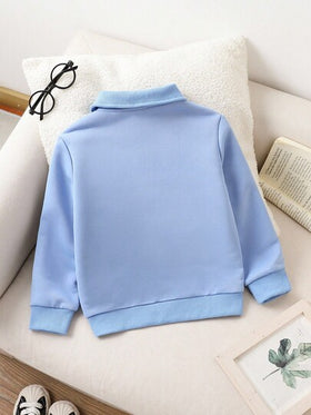 SHEIN Genkimix Kids ملابس علوية كاجوال أساسية طويلة الأكمام بأزرار أمامية للأولاد